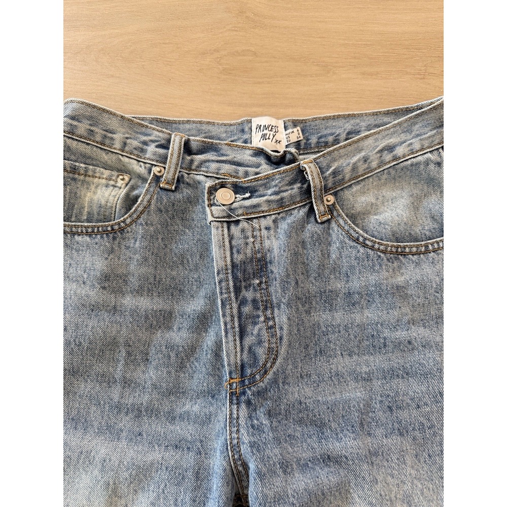 Princess Polly Crossover Waist Straight Leg Jeans Light‎ Wash Blue Womens US 2 - Picture 2 of 8